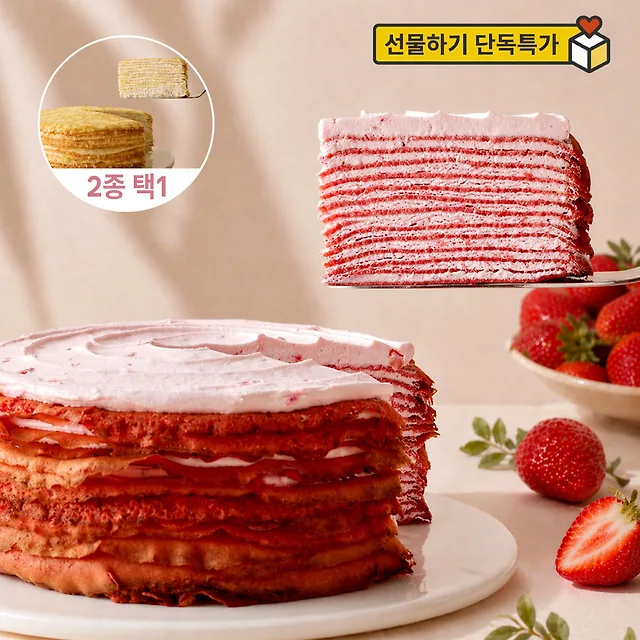 딸기&밀크 크레이프 케이크 (택1)