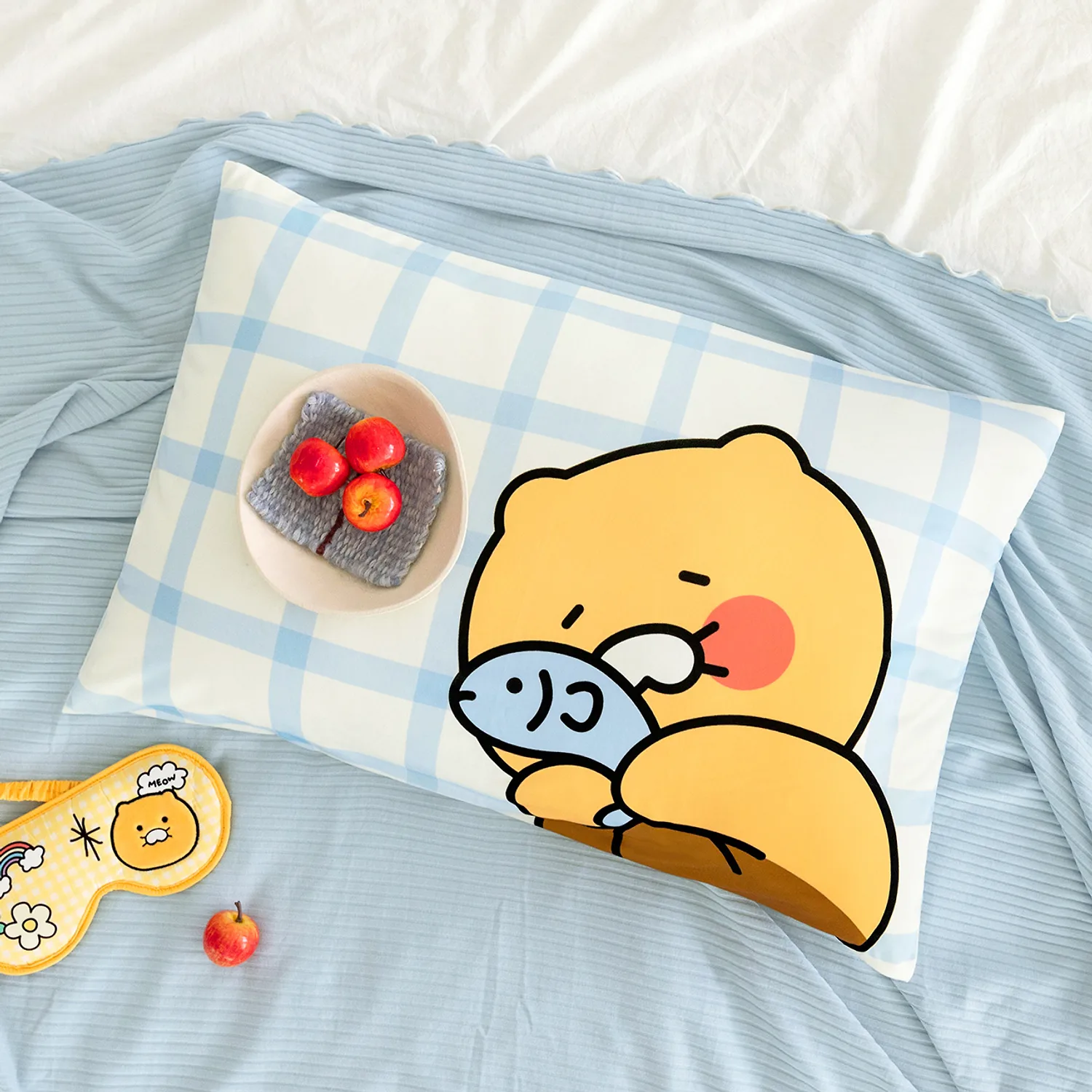 Spring food cooling pillow cover blue