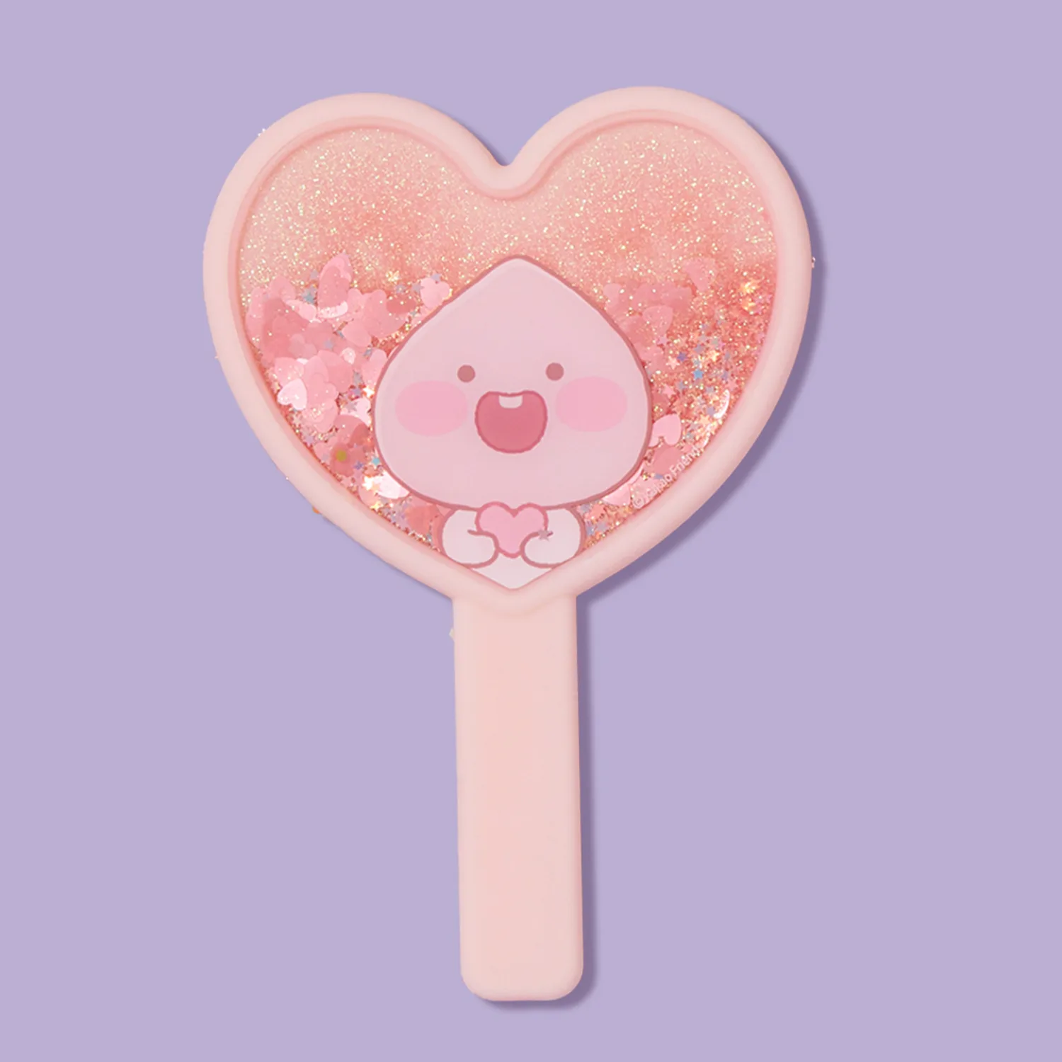 Lovely Peach Glitter Hand Mirror Pink