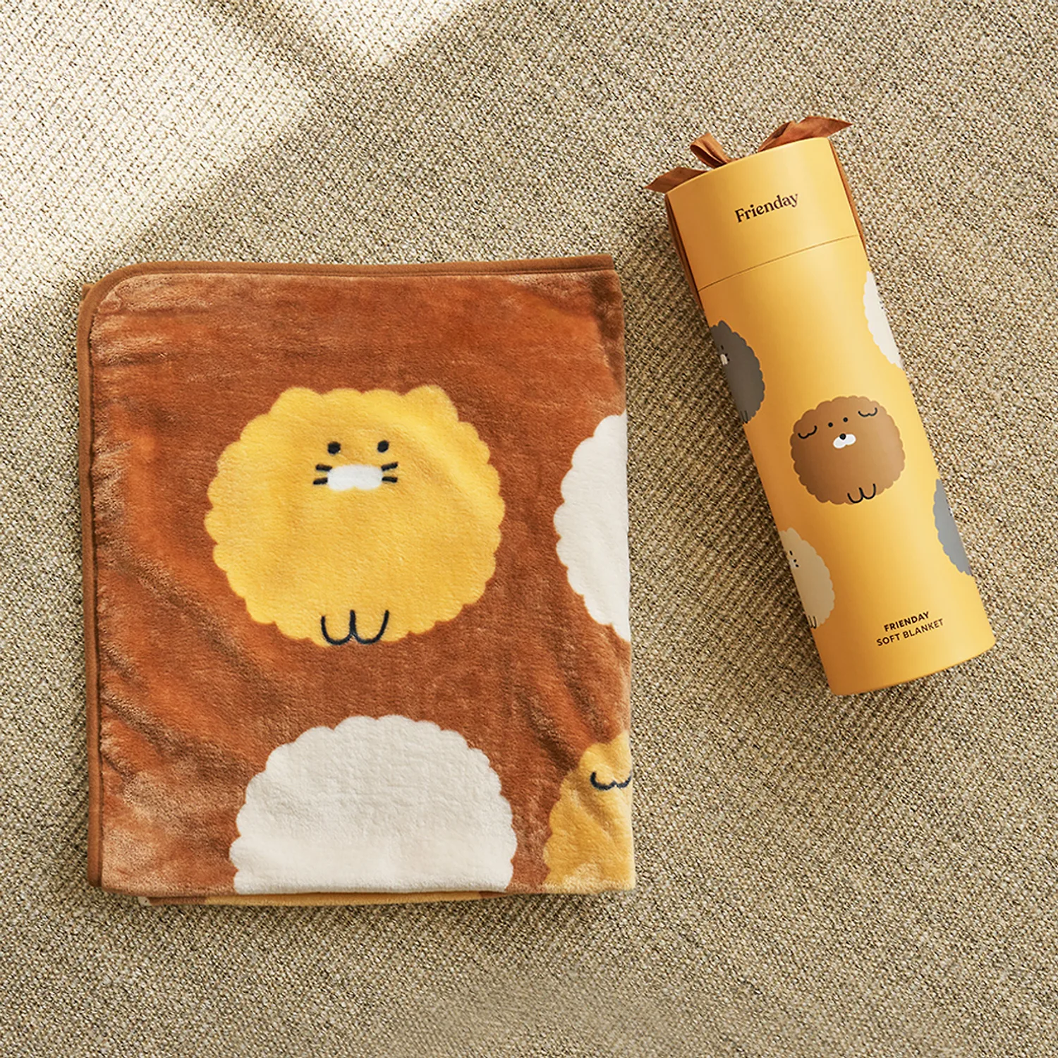 FRIENDAY gift pack knee blanket brown_spring