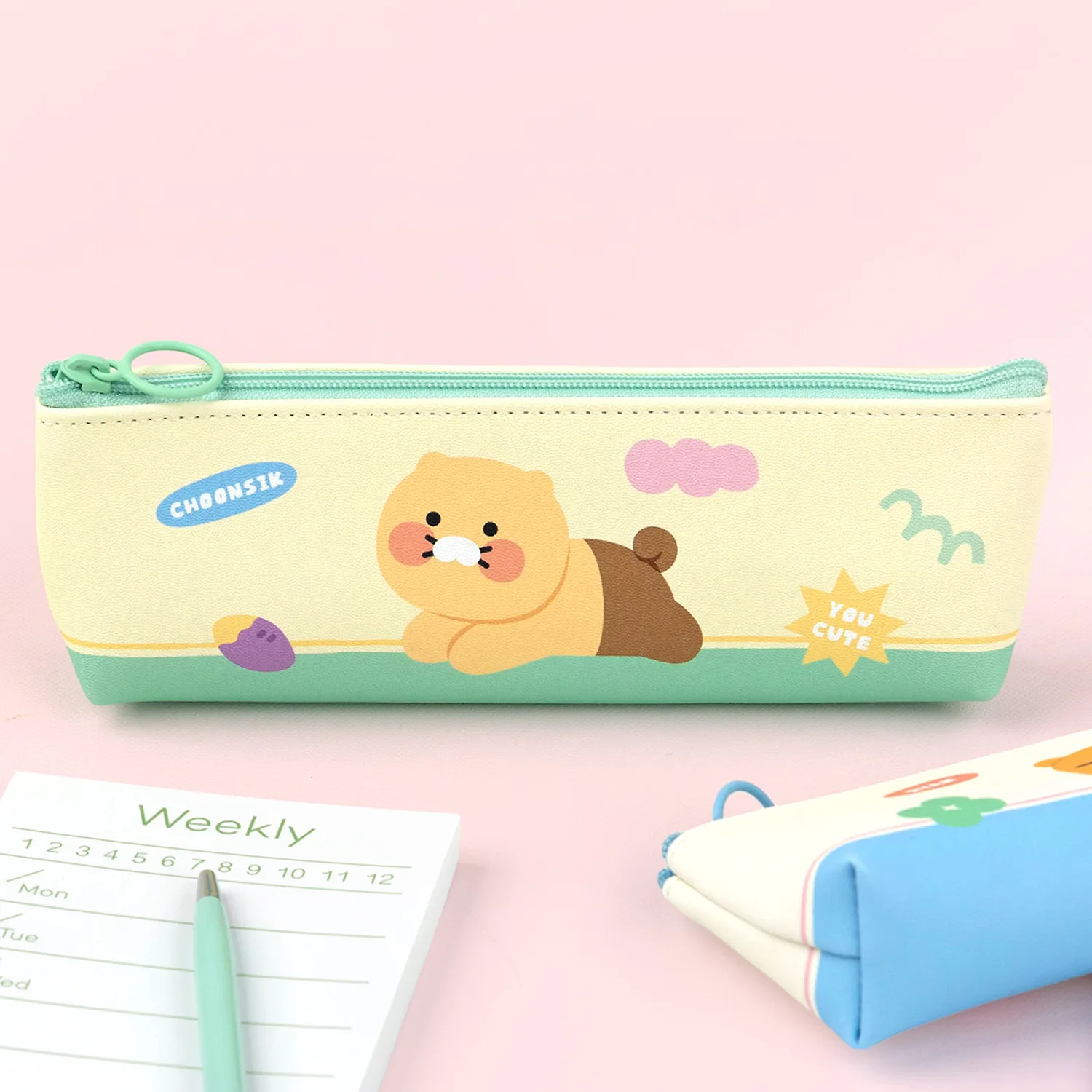 Triangular pencil case spring food