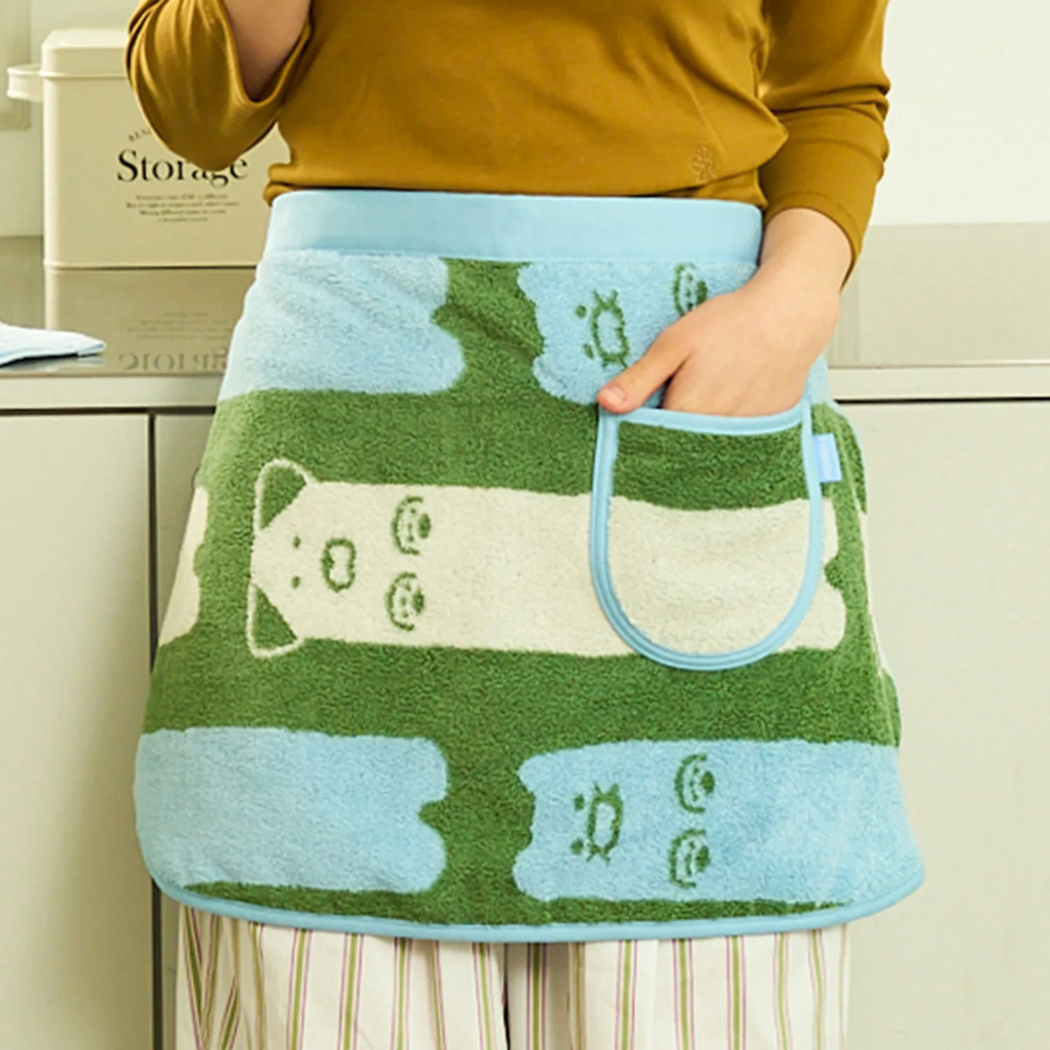 FRIENDAY terry apron green blue_spring sik