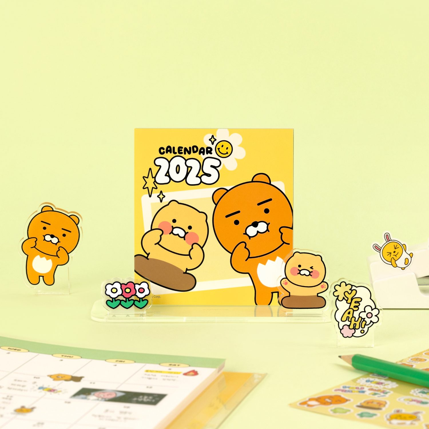 Seicheese 2025 Acrylic Tabletop Calendar Yellow