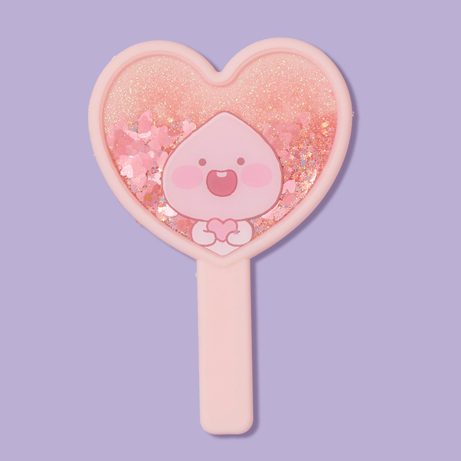 Lovely Peach Glitter Hand Mirror Pink